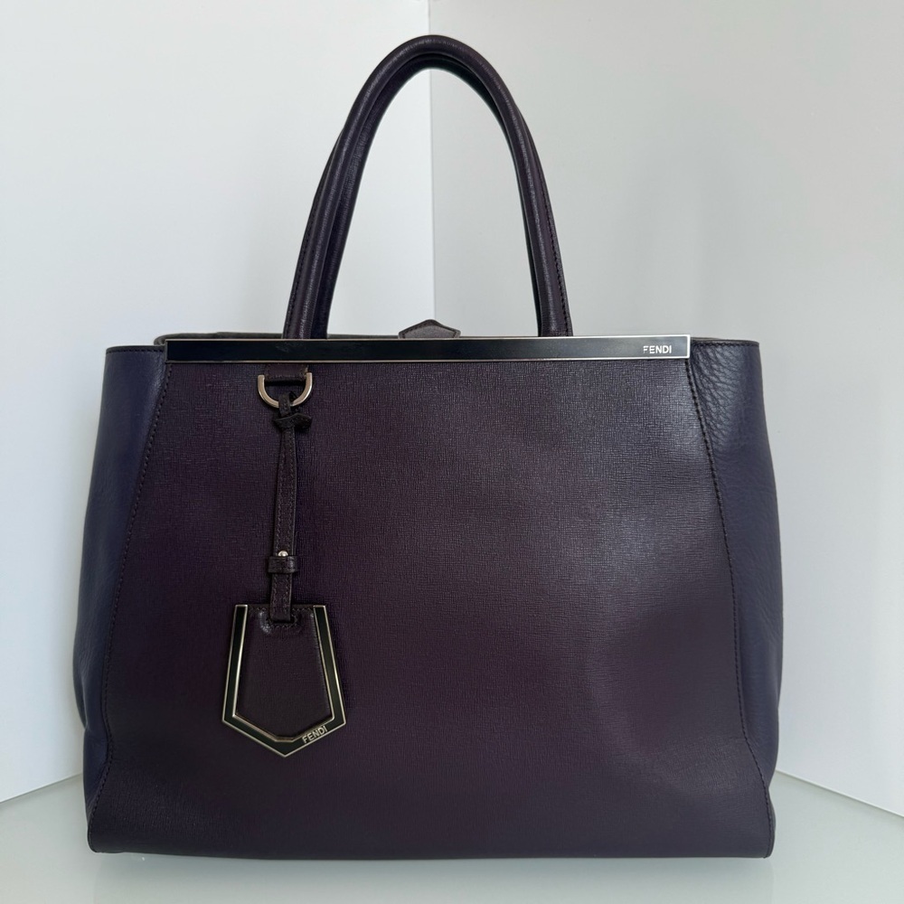 Fendi 2 Jours Plum Large Leather Bag